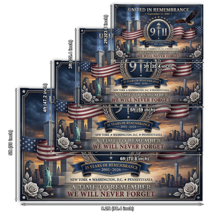Patriot Day 25th Anniversary United in Remembrance Memorial Grommet Flag