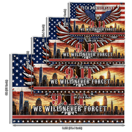 SP-01We Will Never Forget 9/11 Memorial Flag 25th Anniversary