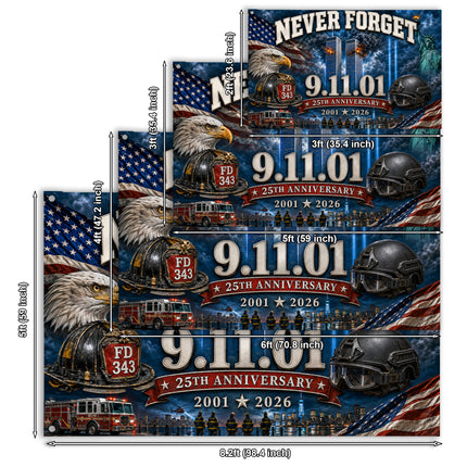 Patriot Day 25th Anniversary Never Forget First Responder Memorial Grommet Flag