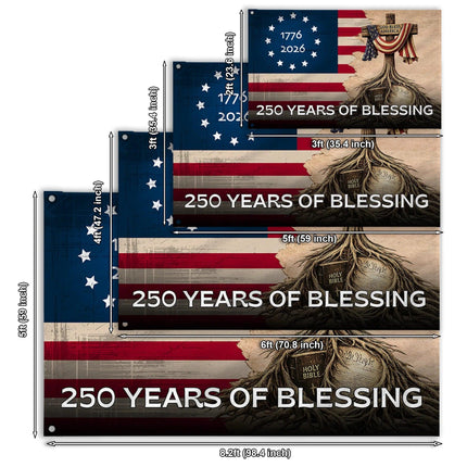 250 Years of Blessing Christian Patriot House Flag America 250 HOF12 - Charming Present