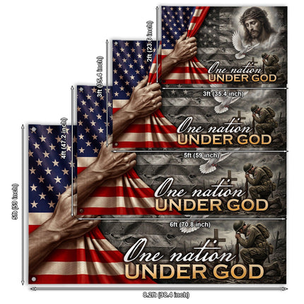 One Nation Under God Jesus Soldier Dove Flag