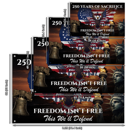 US Veteran 250 Years of Sacrifice Freedom Isn't Free Map Eagle House Flag