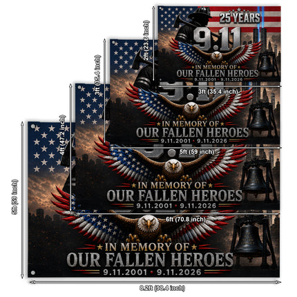 Patriot Day 25th Anniversary Fallen Heroes Eagle Firefighter Flag