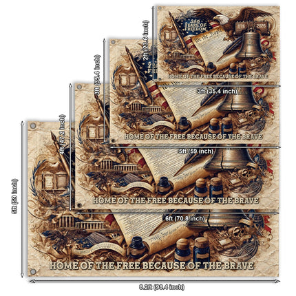 US Veteran Liberty Bell Constitution America 250 House Flag