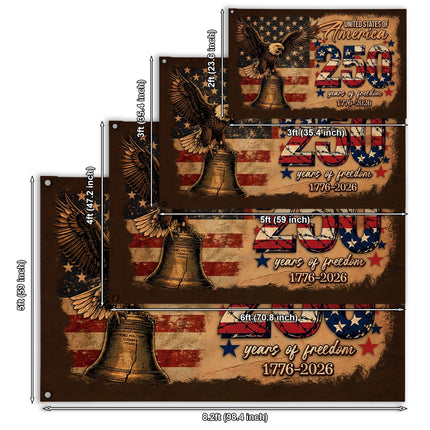 United States of America 250 Years of Freedom Eagle Liberty Bell House Flag