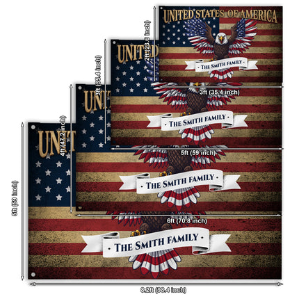 Personalized Patriotic Bald Eagle American House Flag