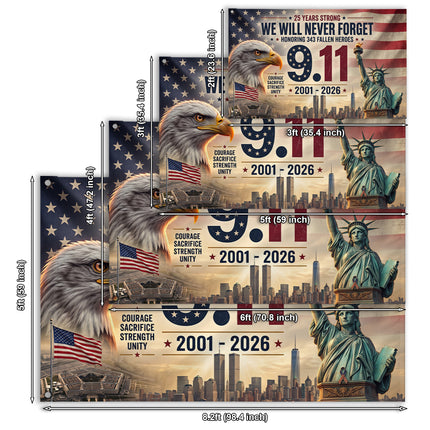 Patriot Day 25th Anniversary 343 Fallen Heroes Memorial Grommet Flag