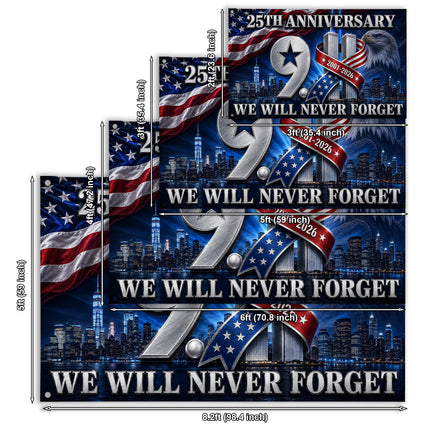 Patriot Day 25th Anniversary We Will Never Forget Grommet Flag