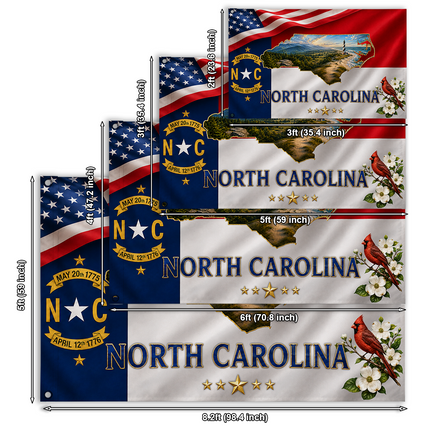 North Carolina Grommet Flag State Map Lighthouse Cardinal