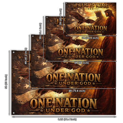 SP-01 Jesus Is King One Nation Under God Christian Flag Fourth of July Easter