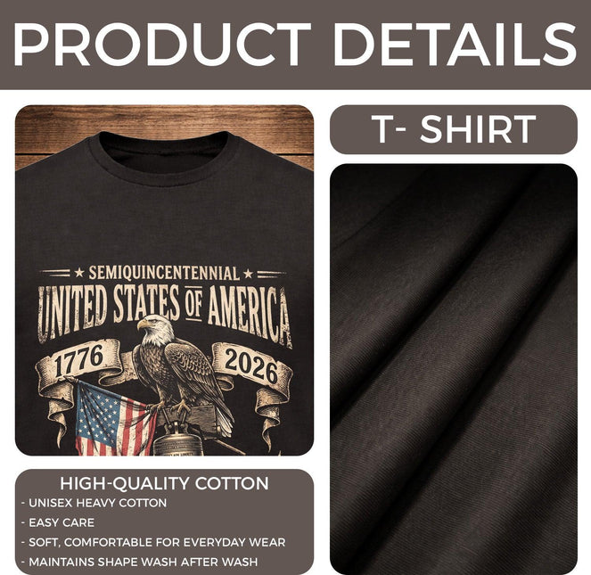 Semiquincentennial Eagle Liberty Bell Patriotic T-Shirt America 250