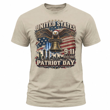 9/11 Patriot Day Never Forget American Eagle Liberty Bell Memorial T-Shirt