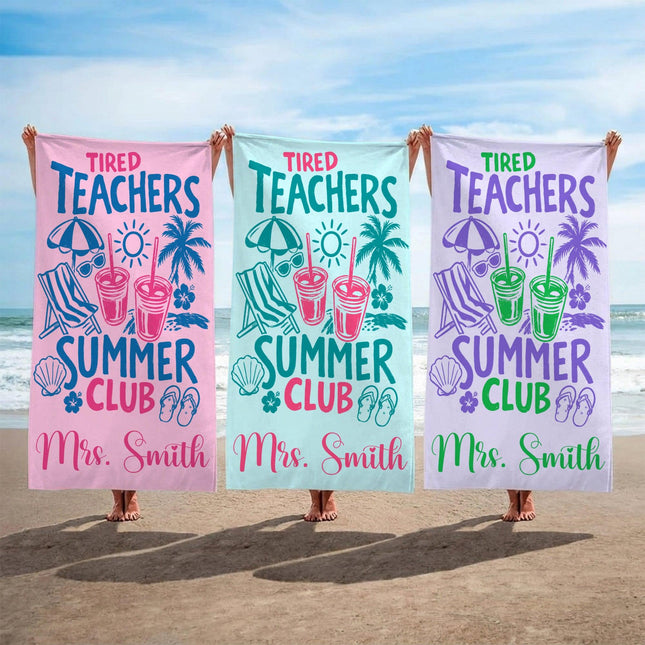Personalized Teacher Beach Towel Summer Club Custom Name