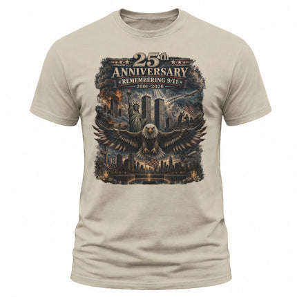 25th Anniversary Patriot Day 911 Remembering 9/11 American Eagle Memorial T-Shirt
