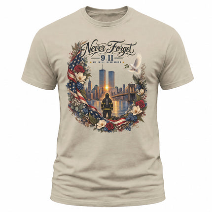25th Anniversary Patriot Day 911 Never Forget Firefighter Memorial T-Shirt