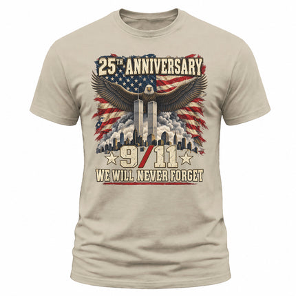 9/11 25th Anniversary We Will Never Forget Patriot Day Memorial T-Shirt