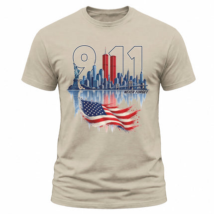 9/11 Never Forget Patriot Day New York City American Flag Memorial T-Shirt