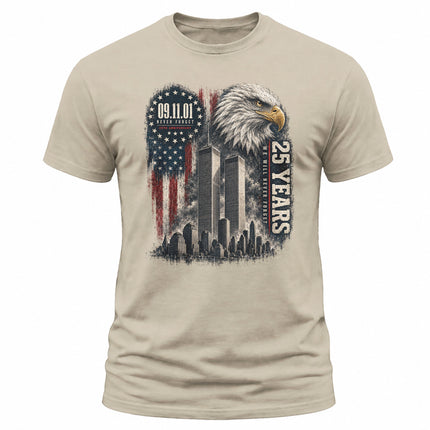 25th Anniversary Patriot Day 911 Never Forget Eagle Memorial T-Shirt