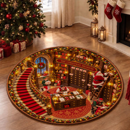 Santa Workshop Round Rug Christmas Archives Holiday Doormat