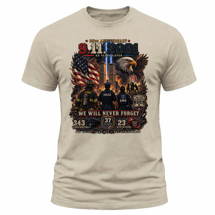 25th Anniversary Patriot Day 911 First Responders Never Forget Memorial T-Shirt