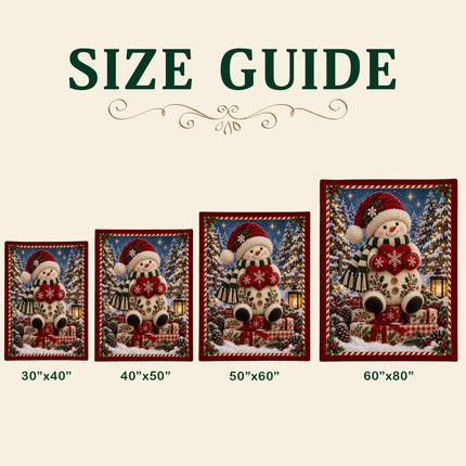 Christmas Fleece Blanket with Cozy Snowman Heart