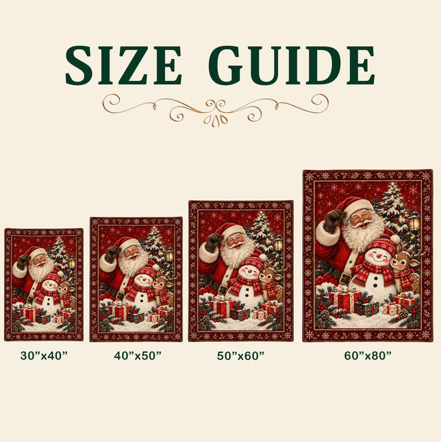 Santa Snowman Reindeer Christmas Fleece Blanket Cozy Holiday Wishes