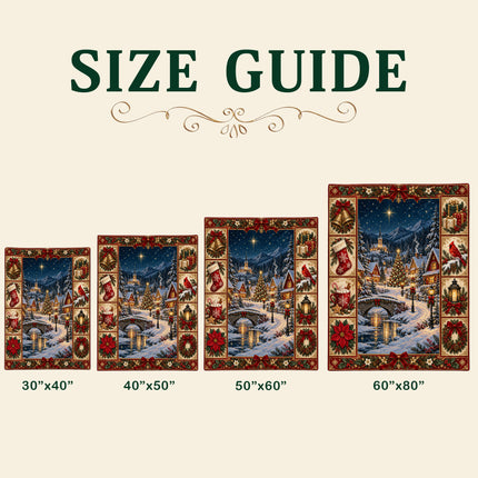 Christmas Fleece Blanket with Snowy Village Scene