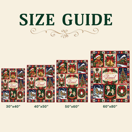 Personalized Christmas Fleece Blanket Nutcracker Holiday Patchwork