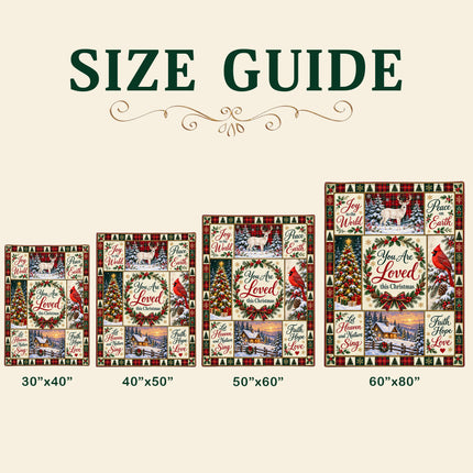 Christian Christmas Fleece Blanket You Are Loved Holiday Patchwork
