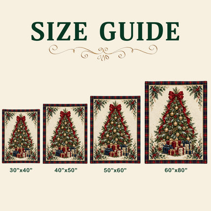 Christmas Fleece Blanket with Elegant Tartan Tree