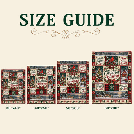 Christmas Blessings Fleece Blanket Faith Hope Love Holiday Patchwork