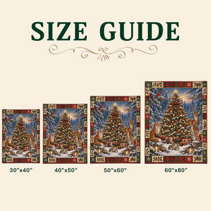 Woodland Christmas Fleece Blanket Winter Forest Wildlife