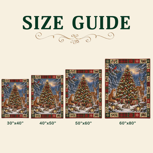 Woodland Christmas Fleece Blanket Winter Forest Wildlife