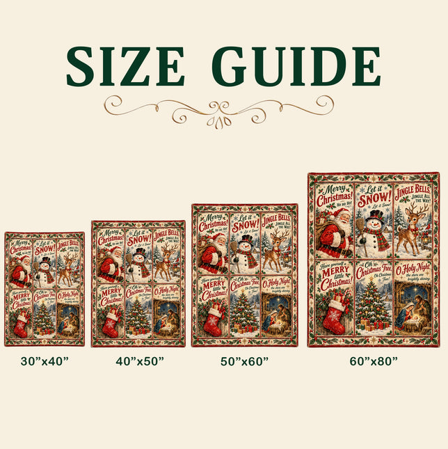 Christmas Nativity Fleece Blanket Vintage Santa Snowman Holiday Scenes