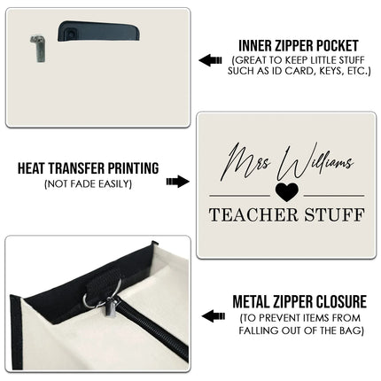 Custom Teacher Tote Bag "Teacher Stuff" - Charming Present