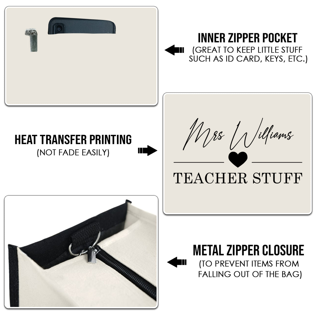 Custom Teacher Tote Bag "Teacher Stuff"