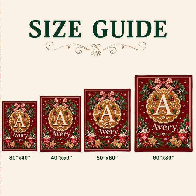 Personalized Christmas Fleece Blanket Gingerbread Monogram Custom Name