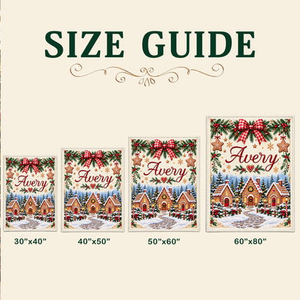 Personalized Christmas Fleece Blanket Gingerbread Village Custom Name