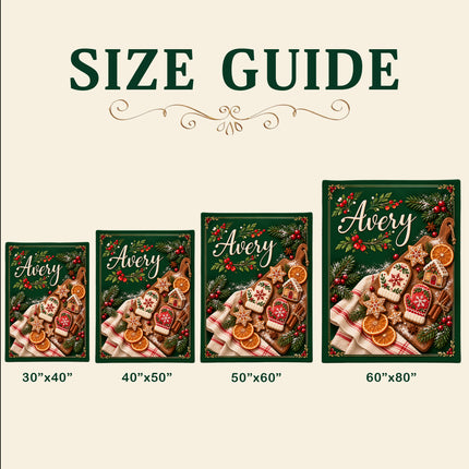 Personalized Christmas Fleece Blanket Gingerbread Baking Custom Name