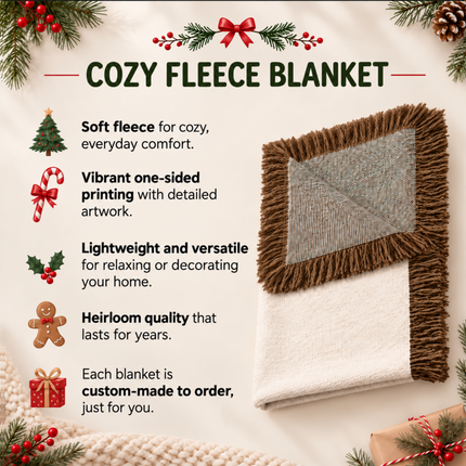 Personalized Christmas Monogram Woven Throw Blanket Plaid Wreath