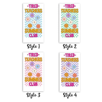 Personalized Tired Teachers Summer Club Checkerboard Retro Flower Teacher Beach Towel