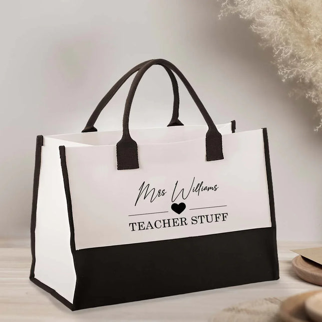 Custom Teacher Tote Bag "Teacher Stuff" - Charming Present