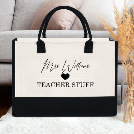 Custom Teacher Tote Bag "Teacher Stuff" - Charming Present