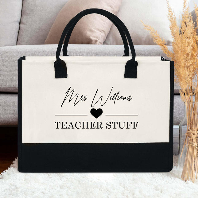 Custom Teacher Tote Bag "Teacher Stuff" - Charming Present