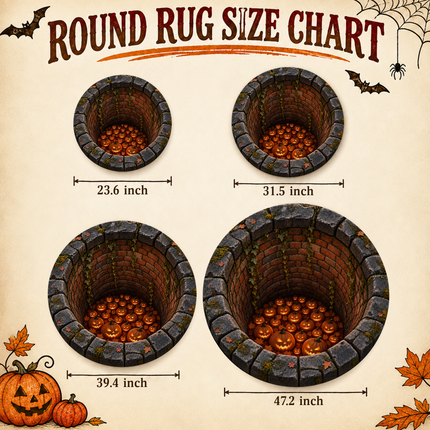 Halloween Round Rug Jack O Lantern Pumpkin Well Doormat