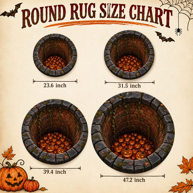Halloween Round Rug Jack O Lantern Pumpkin Well Doormat