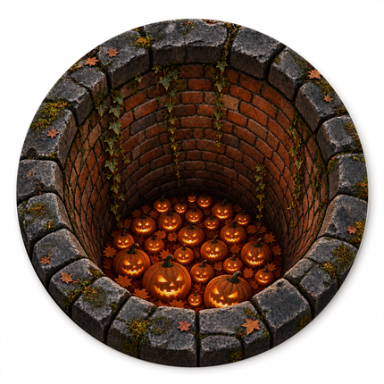 Halloween Round Rug Jack O Lantern Pumpkin Well Doormat