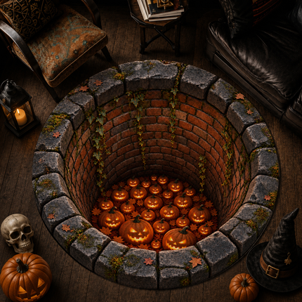 Halloween Round Rug Jack O Lantern Pumpkin Well Doormat