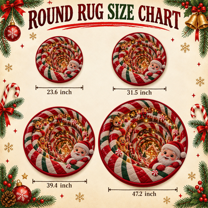 Christmas Round Doormat with Santa Candy Village