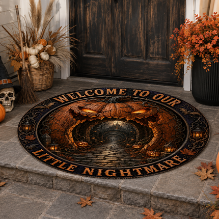 Halloween Round Rug Welcome To Our Little Nightmare Doormat